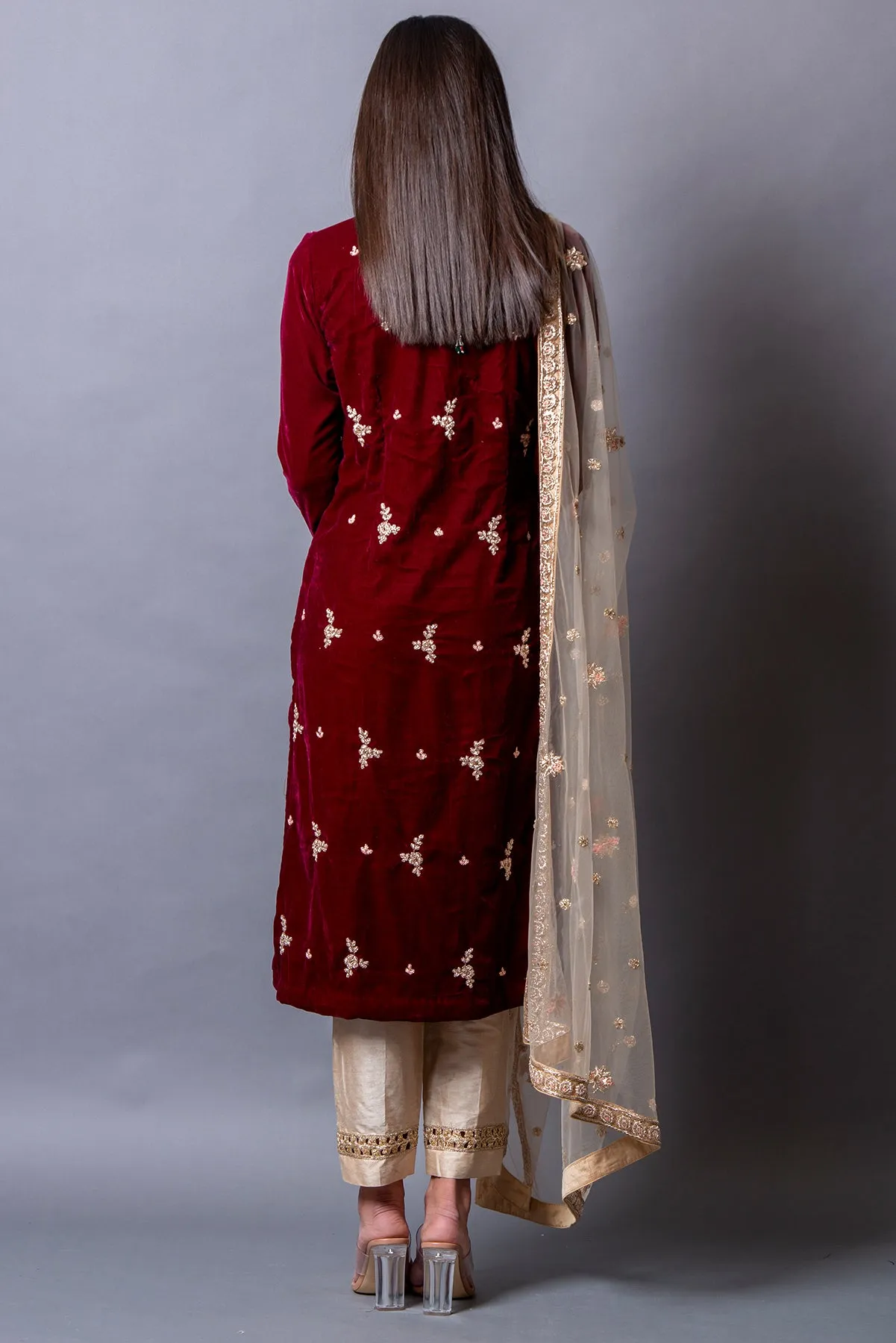 Muntaha - Embellished Velvet Salwar Kameez