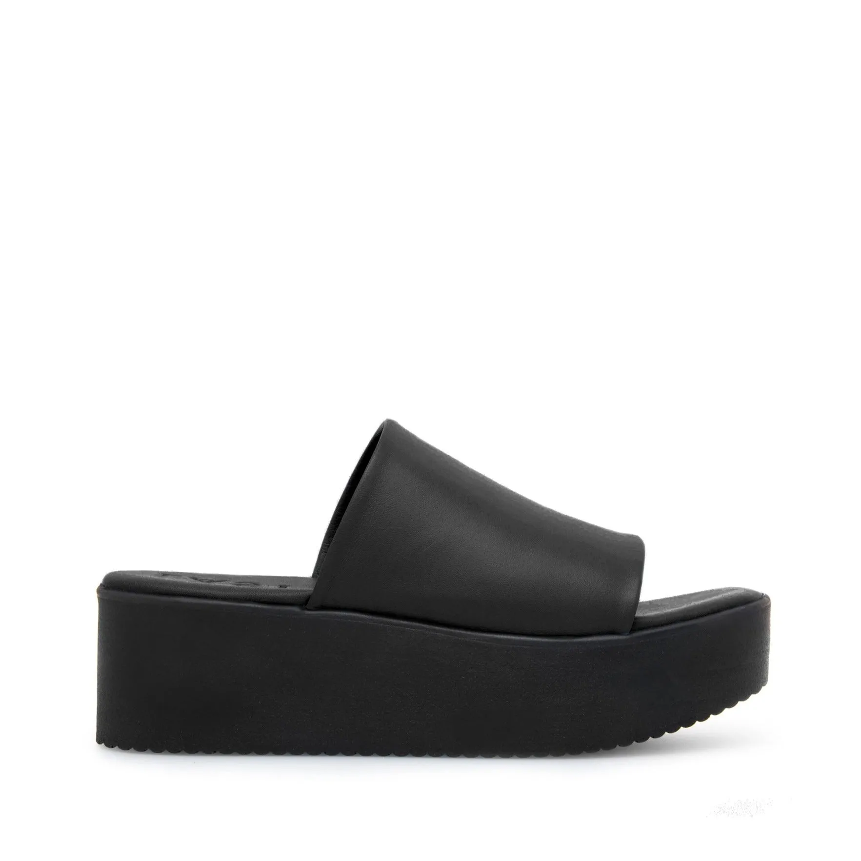 Nanna Black Leather Slides