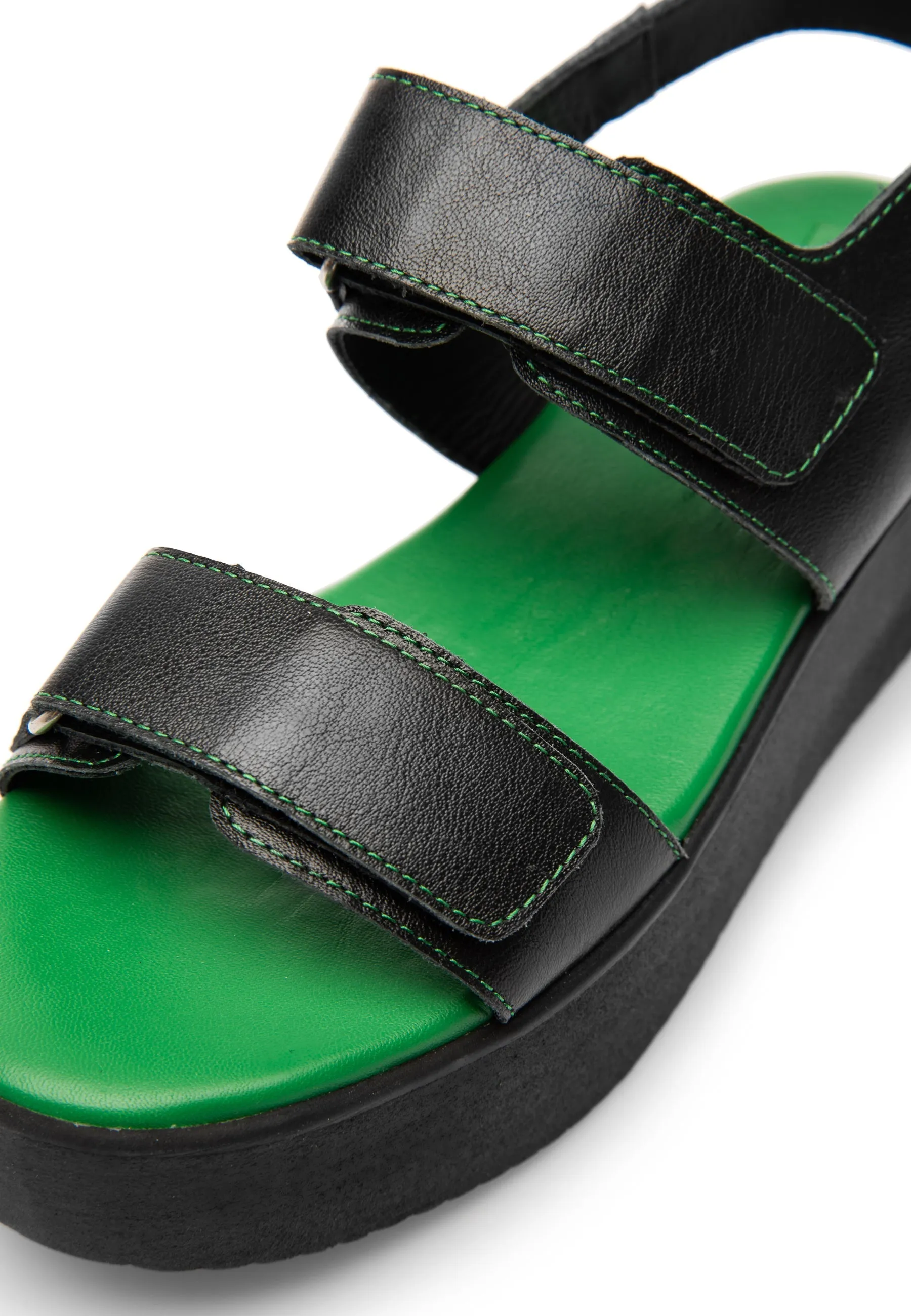 Naomi Black Green Chunky Sandals