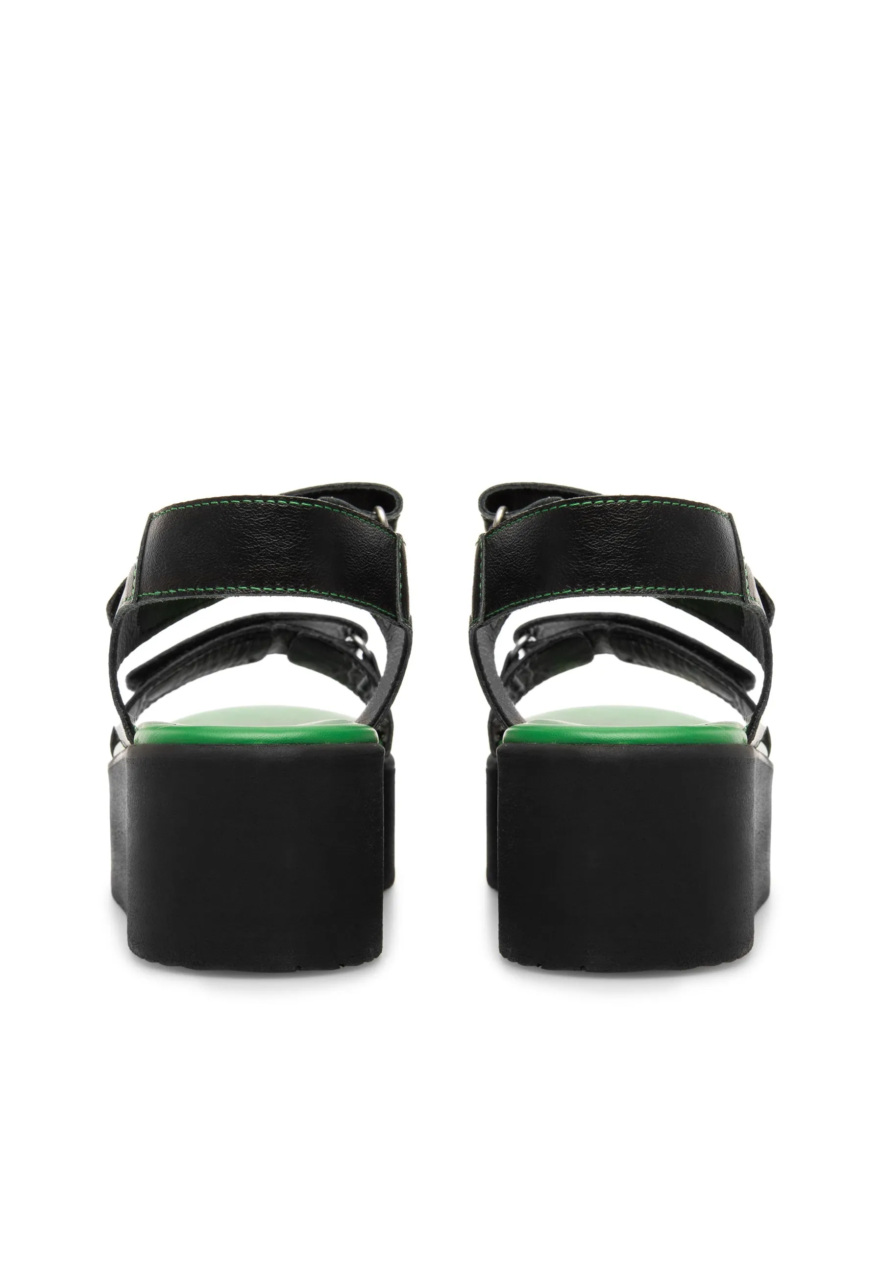 Naomi Black Green Chunky Sandals