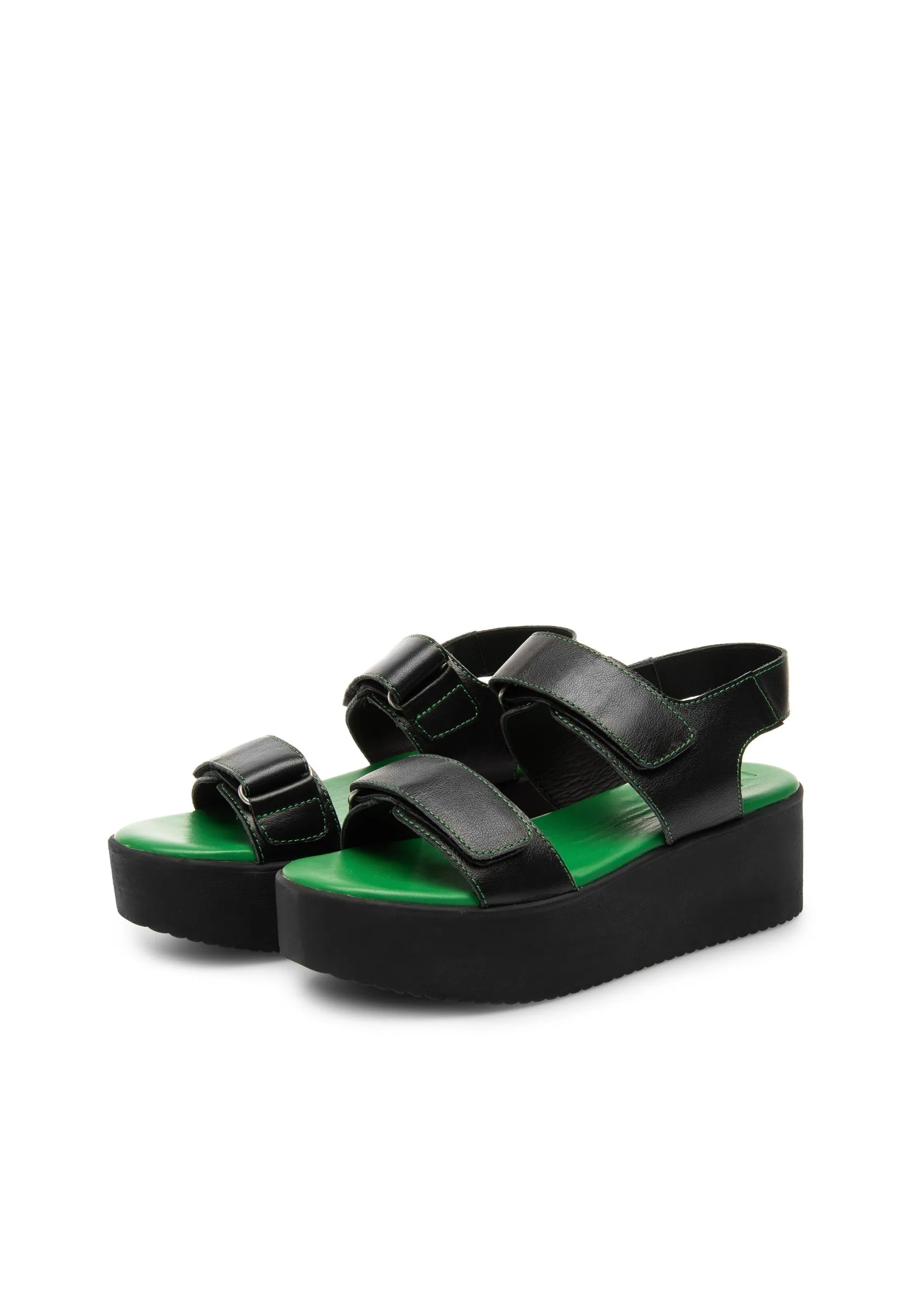 Naomi Black Green Chunky Sandals