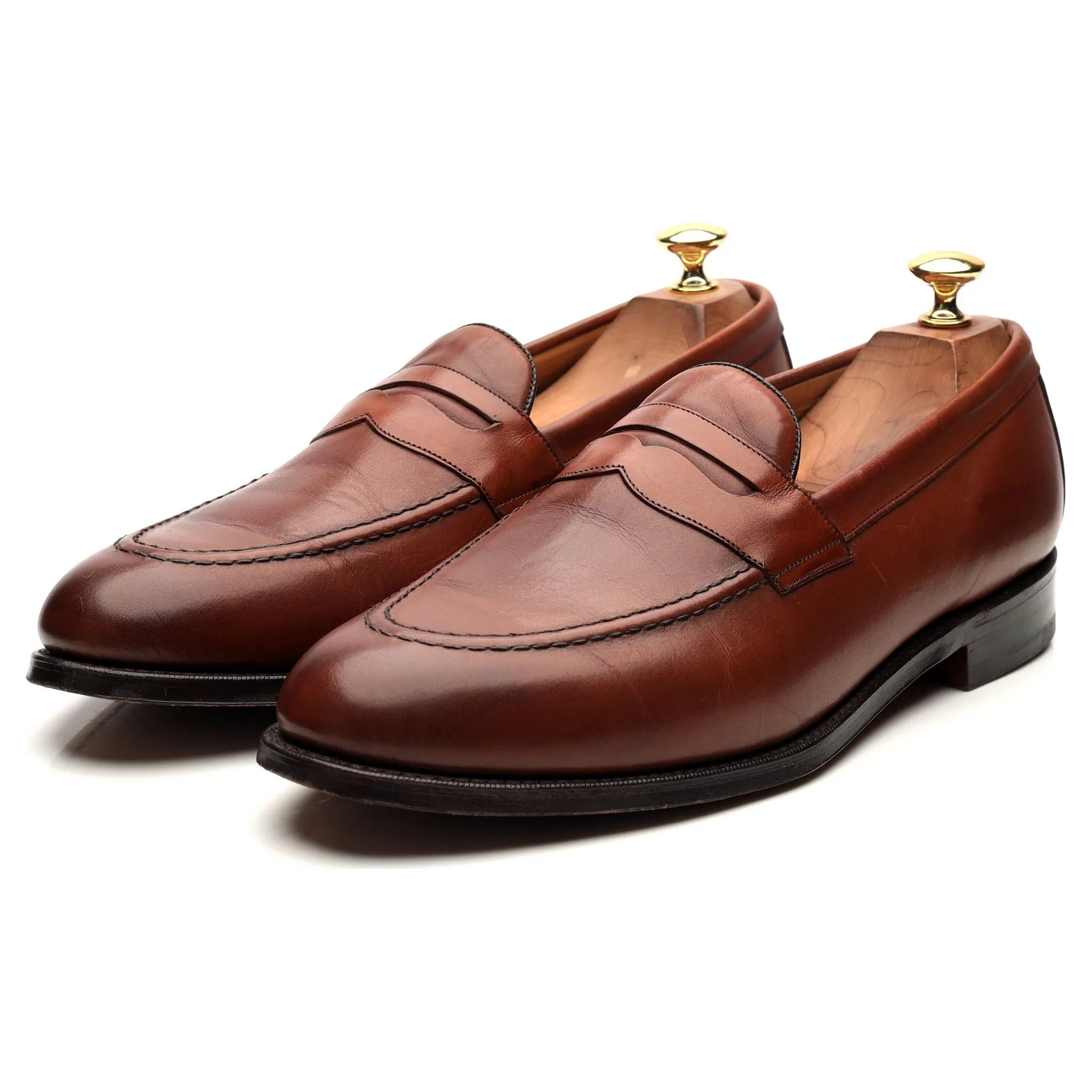 New & Lingwood Tan Brown Leather Loafers UK 9.5 E