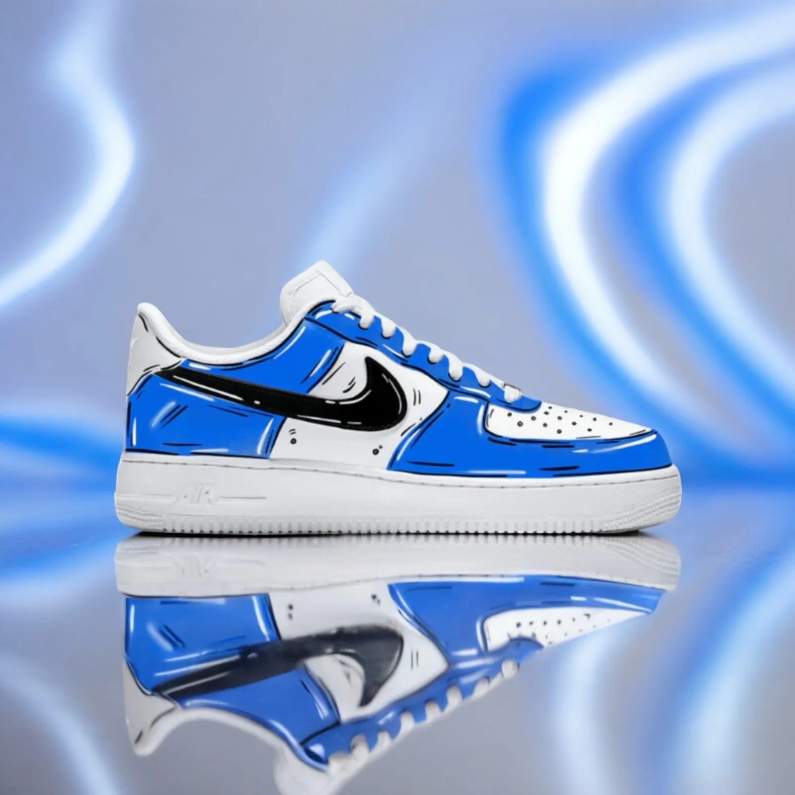 NIKE AIR FORCE 1 CUSTOM CARTOON WHITE BLUE