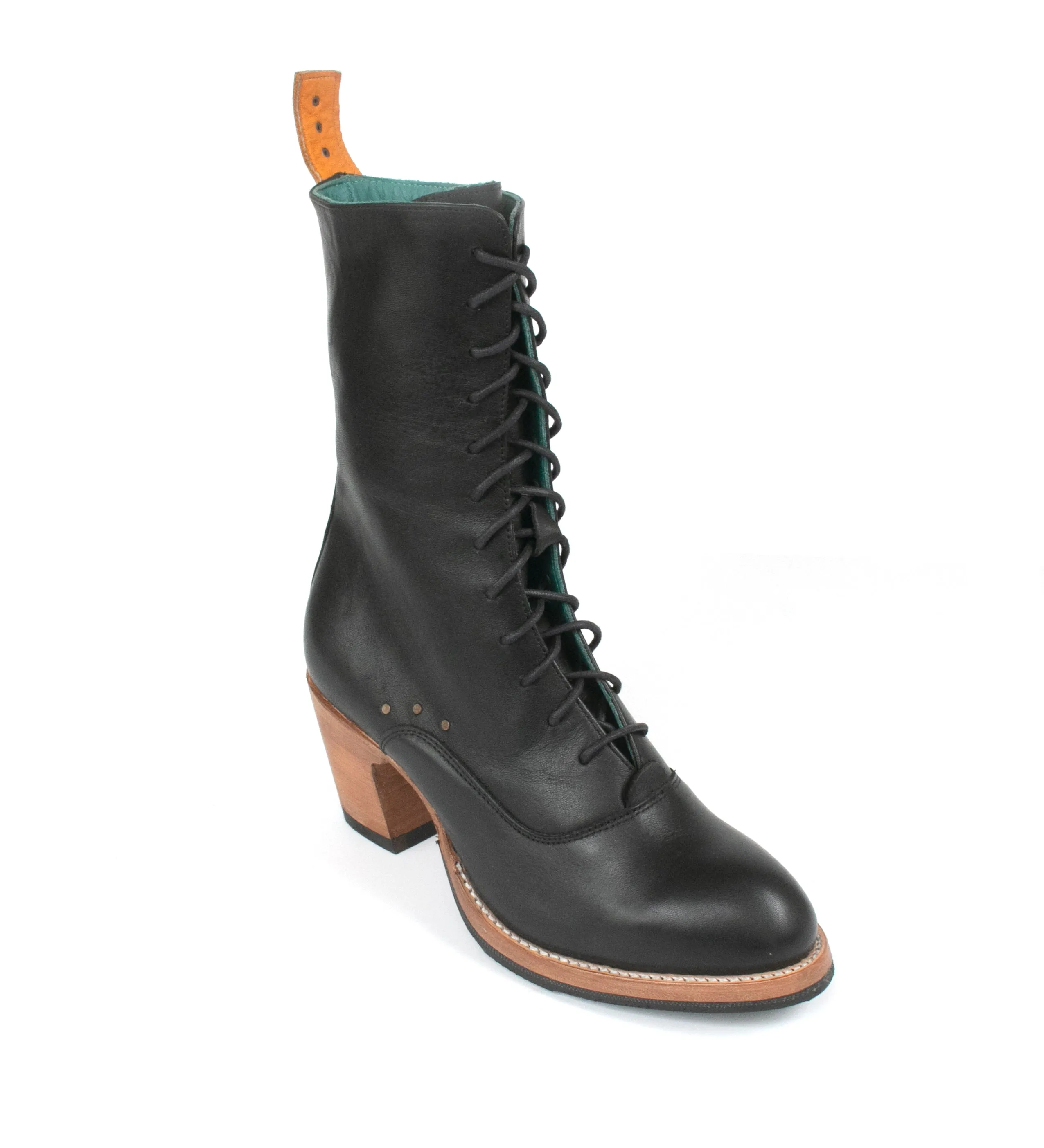 No.2018 CROSSWALK tall lace-up boot Black Leather