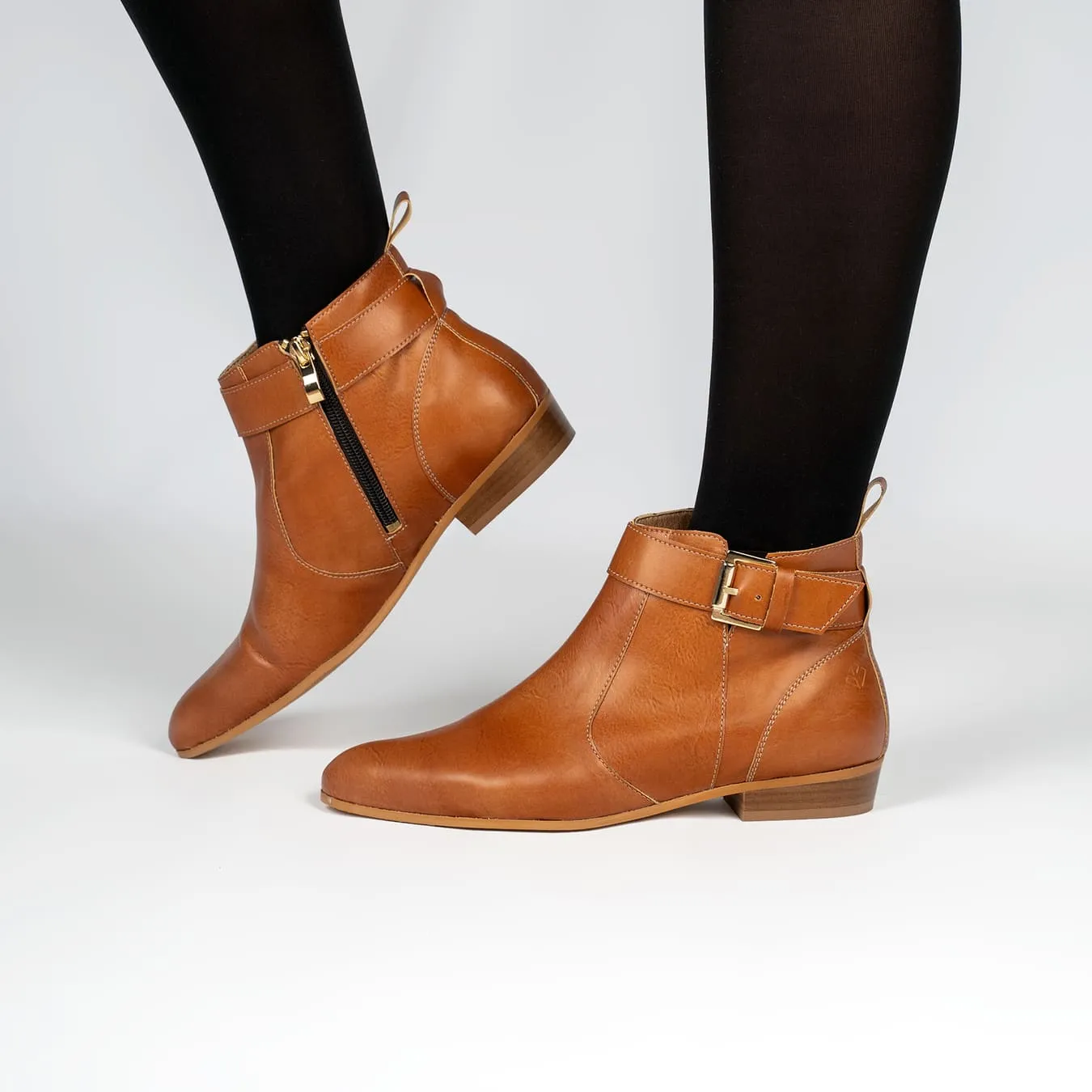 Olympe Women's Vegan Leather Buckle Boots | Camel