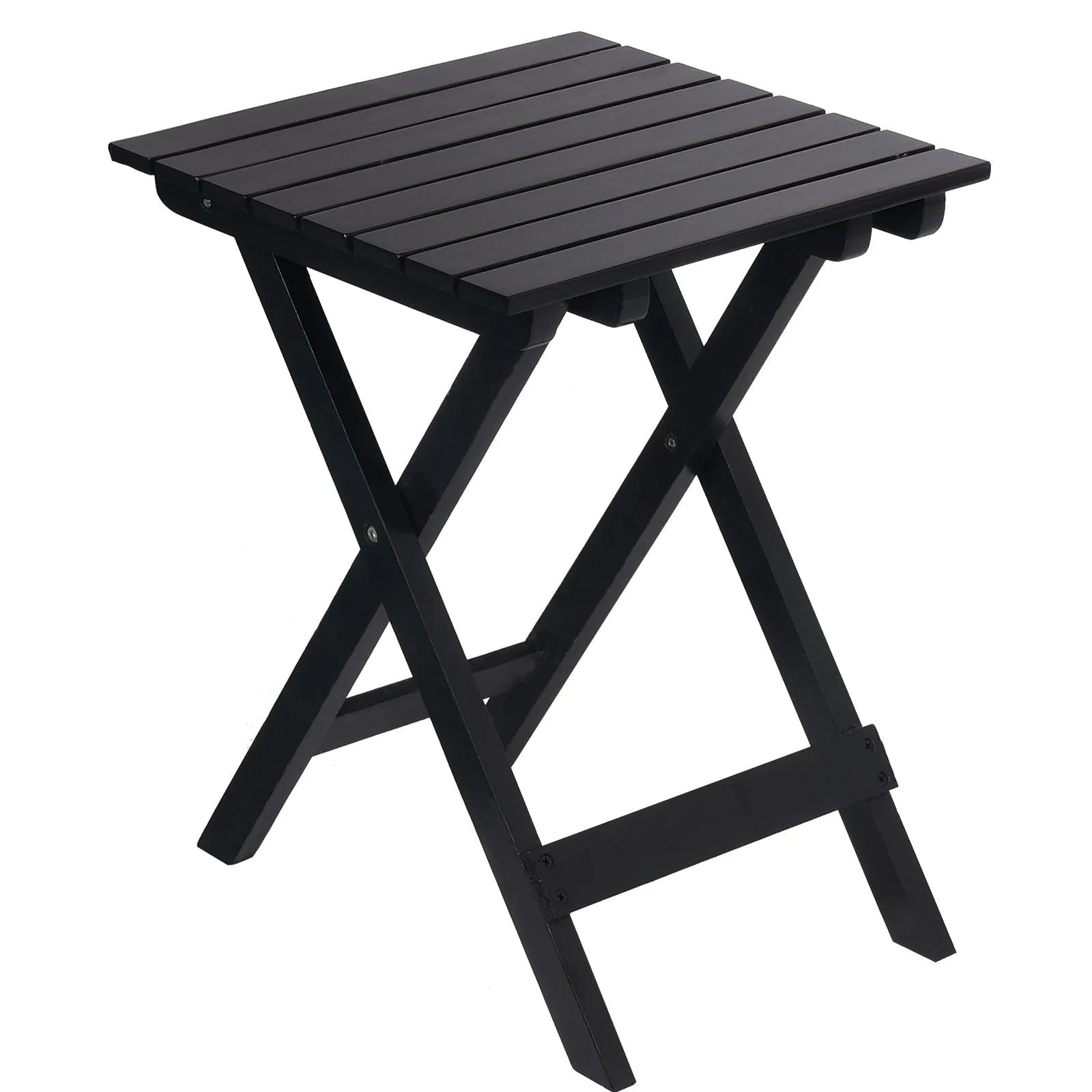 Outdoor Wooden Folding Square Side Table, Portable Lounge End Table, Black