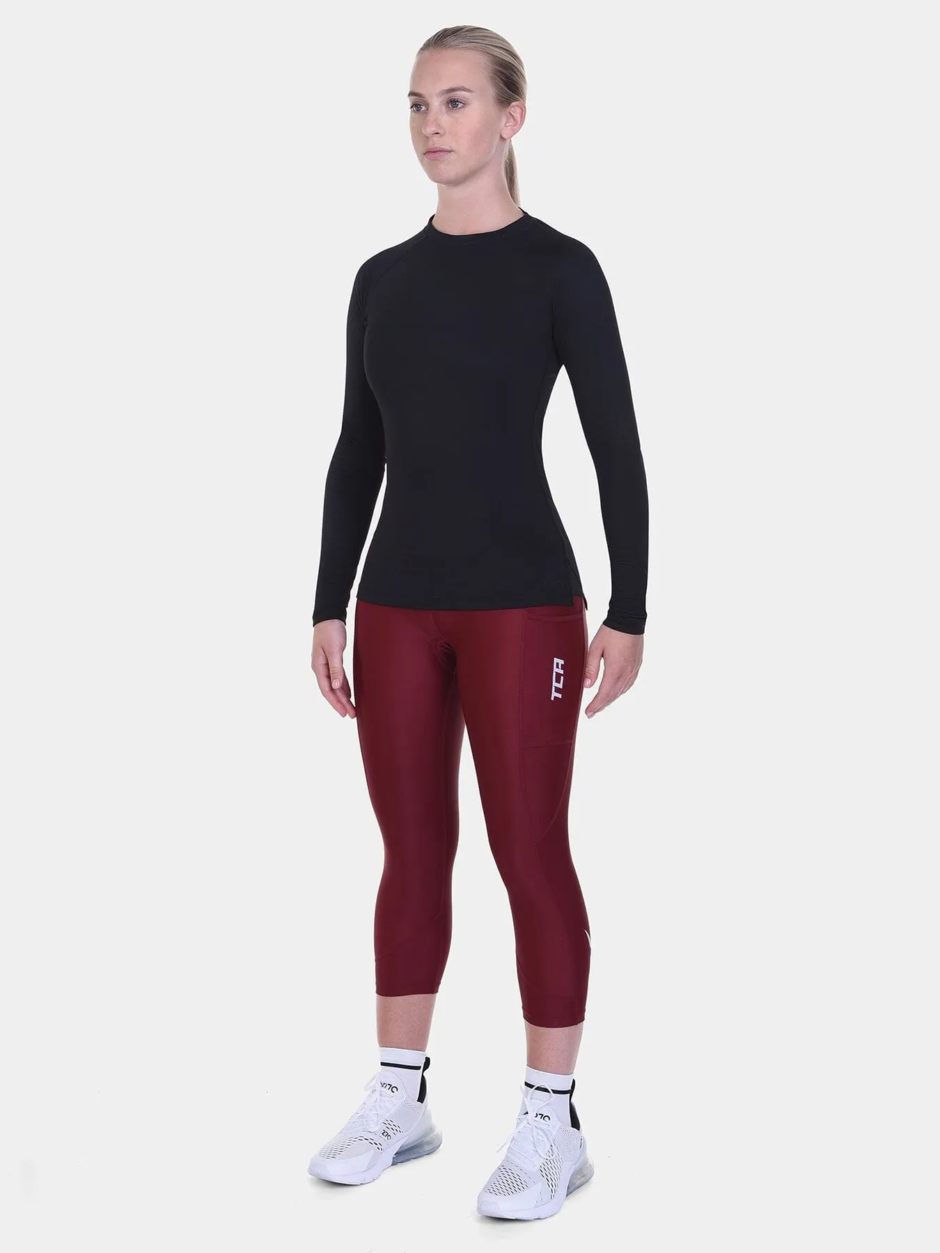 Padded Capri Cycling Leggings For Women With Reflective Strips & Side Pocket