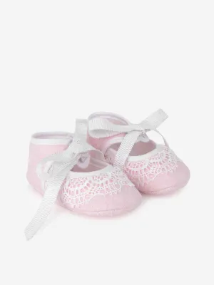 Paz Rodriguez Baby Girls Cotton Lace Trim Pre-Walker Shoes