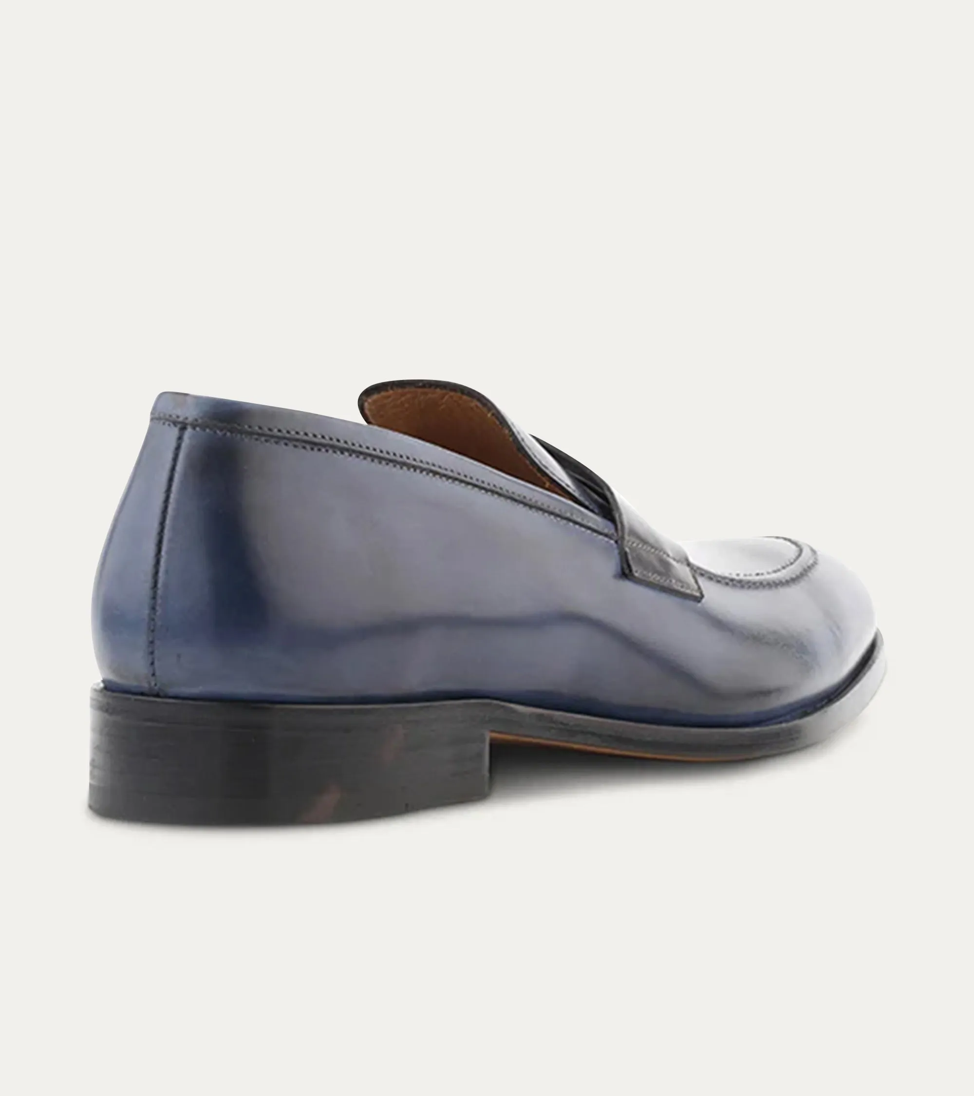 Penny Loafer Avio Antique And Black Leather