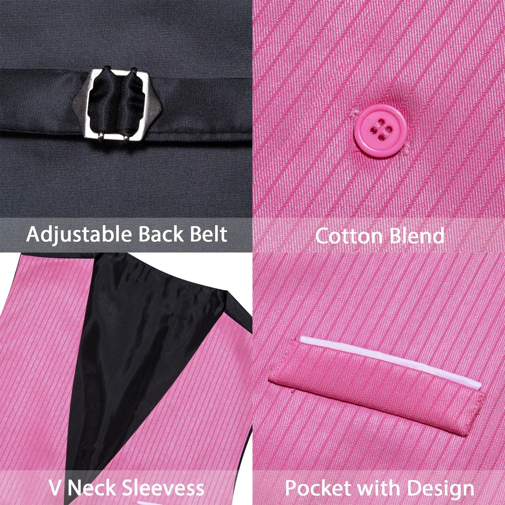 Petal Pink Solid Men's V-Neck Business Vest