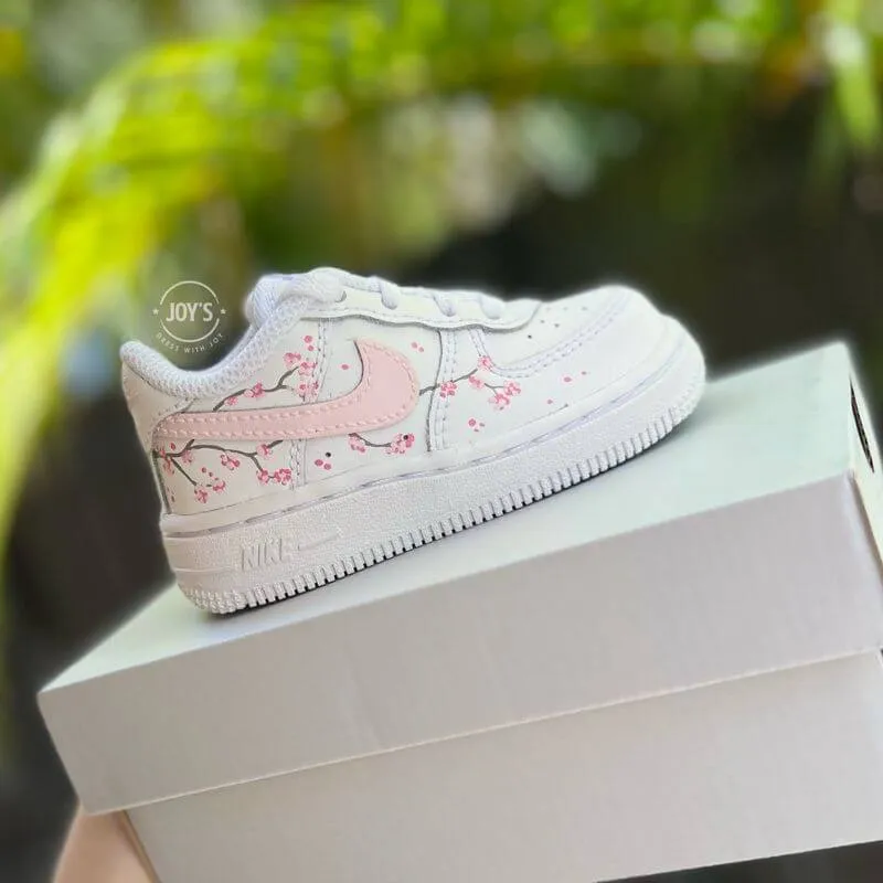 Pink Cherry Blossom Custom Air Force 1-Baby, Toddler & Little Kids