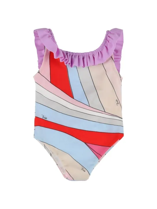 Pucci   Printed ruffled one piece lycra swimsuit 