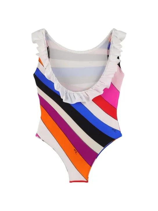 Pucci   Printed ruffled one piece lycra swimsuit 