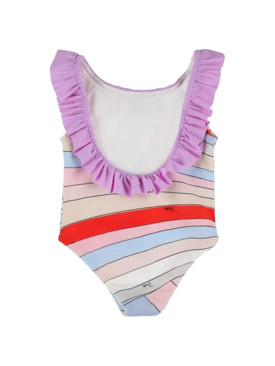 Pucci   Printed ruffled one piece lycra swimsuit 