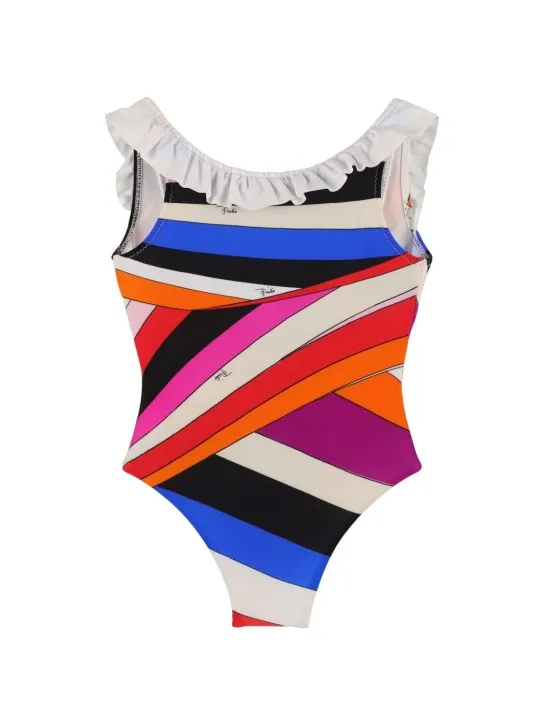 Pucci   Printed ruffled one piece lycra swimsuit 