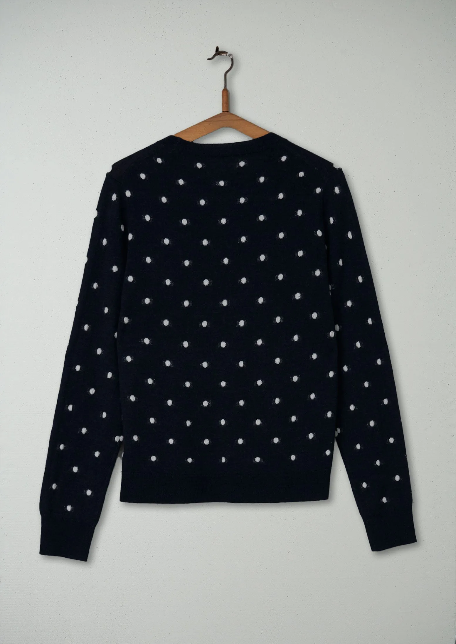 Reworn Merino Neat Sweater Size M (154) | Navy/Ecru