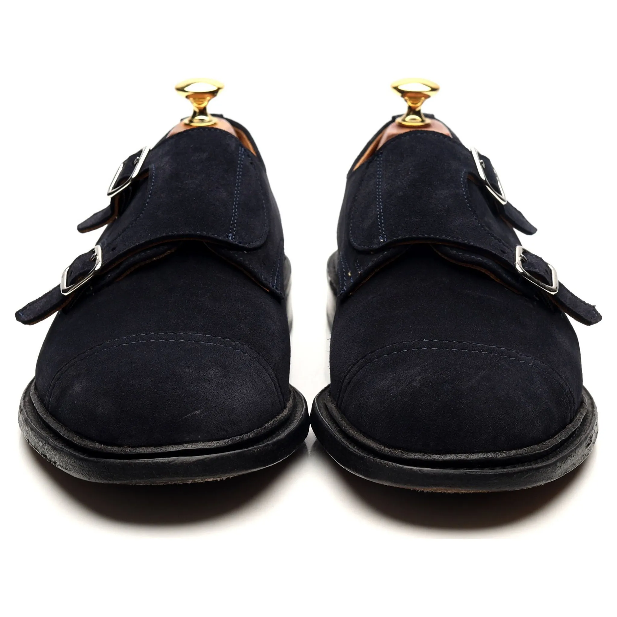 'Rufus' Navy Blue Suede Double Monk Strap UK 9