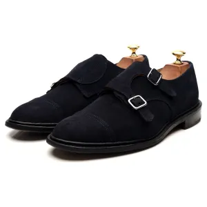 'Rufus' Navy Blue Suede Double Monk Strap UK 9