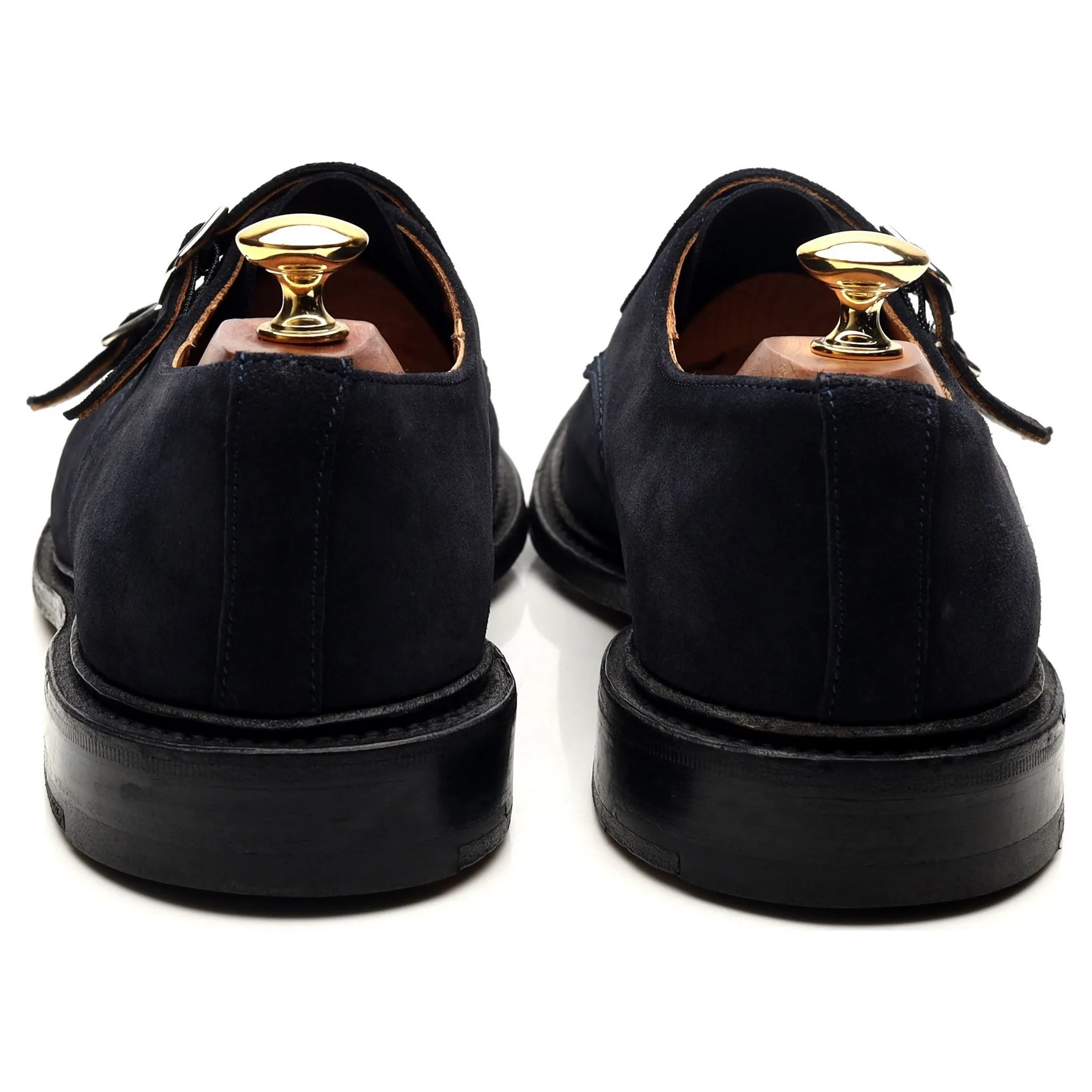 'Rufus' Navy Blue Suede Double Monk Strap UK 9