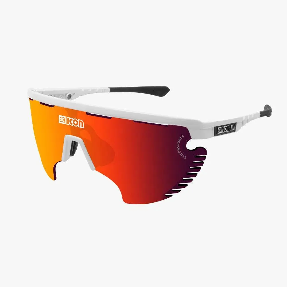 SCICON AEROWING LAMON WHITE GLOSS Sunglasses - MULTIMIRROR RED LENSES