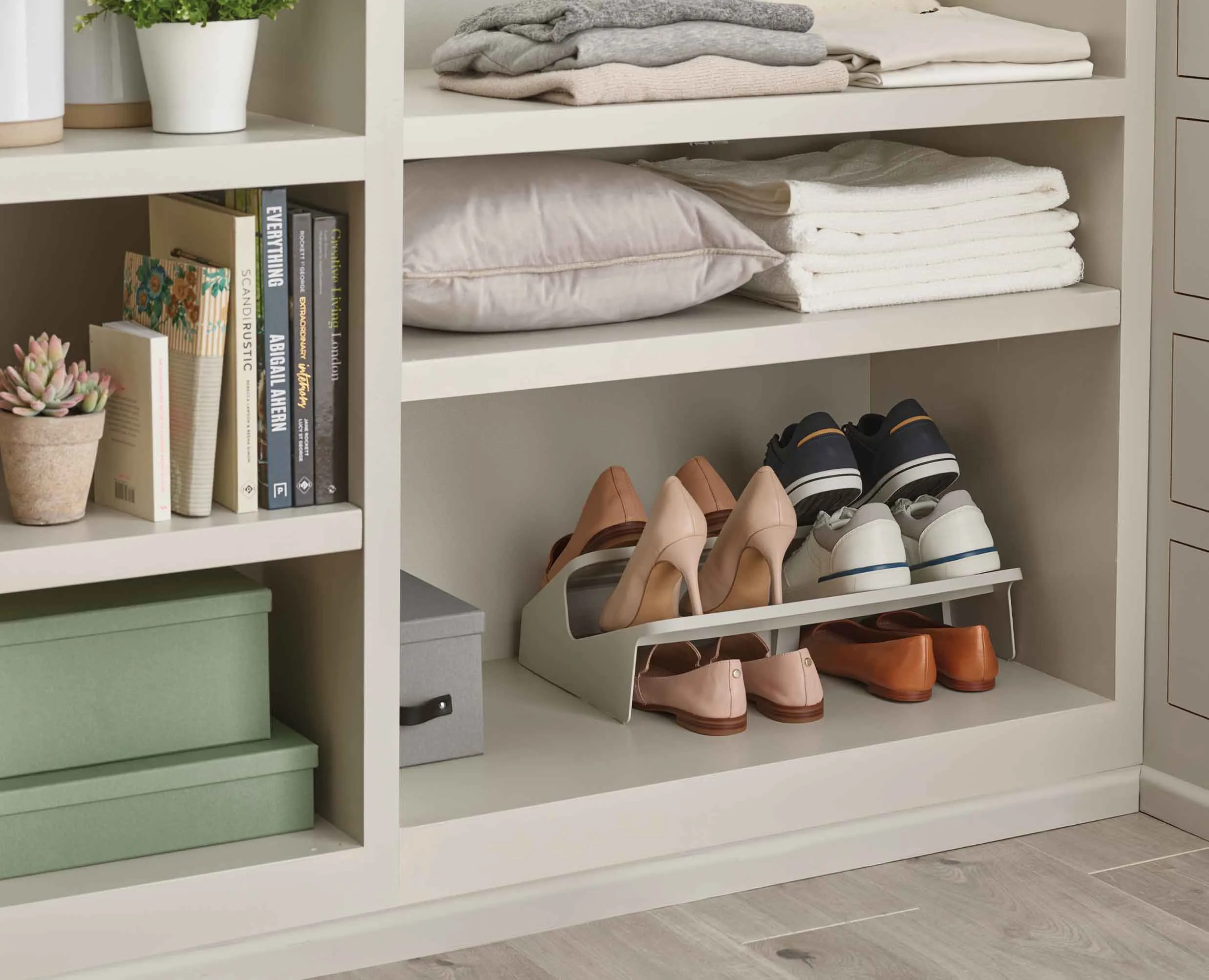 Shoe-In™ Large Space-saving Ecru Shoe Rack