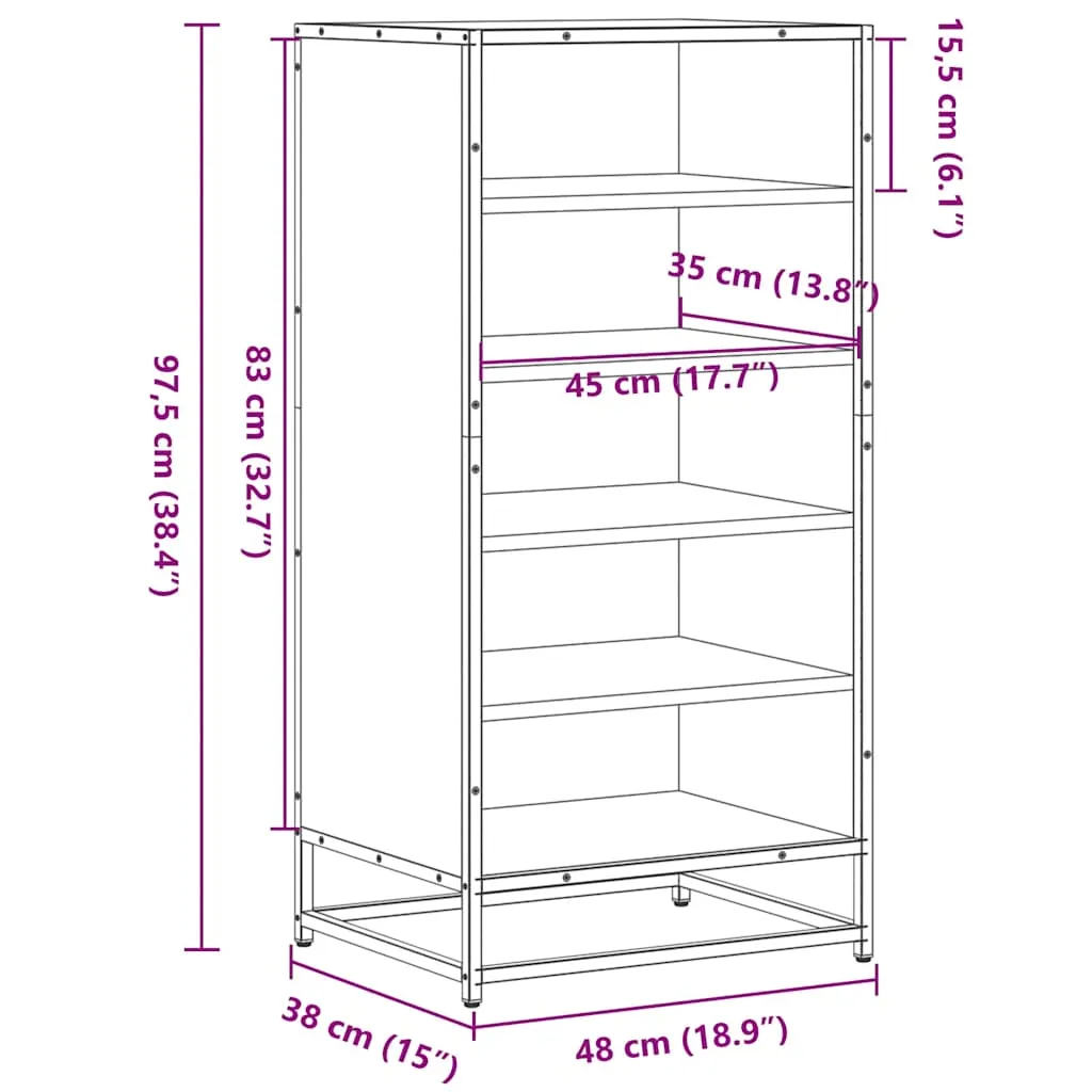 Shoe Rack Black 48x38x97.5 cm Engineered Wood