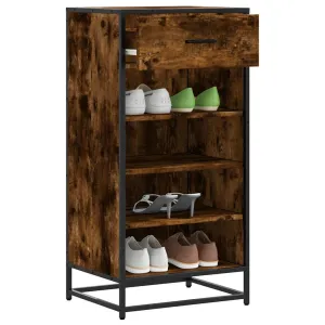 Shoe Rack Smoked Oak 48x38x97.5 cm Engineered Wood