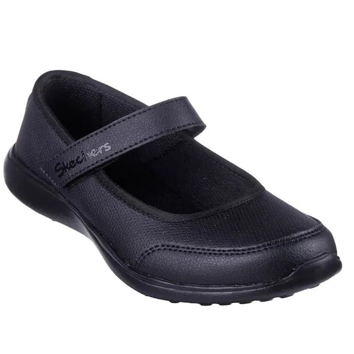 Skechers Girls School Shoes Microstrides Recess Rules Black