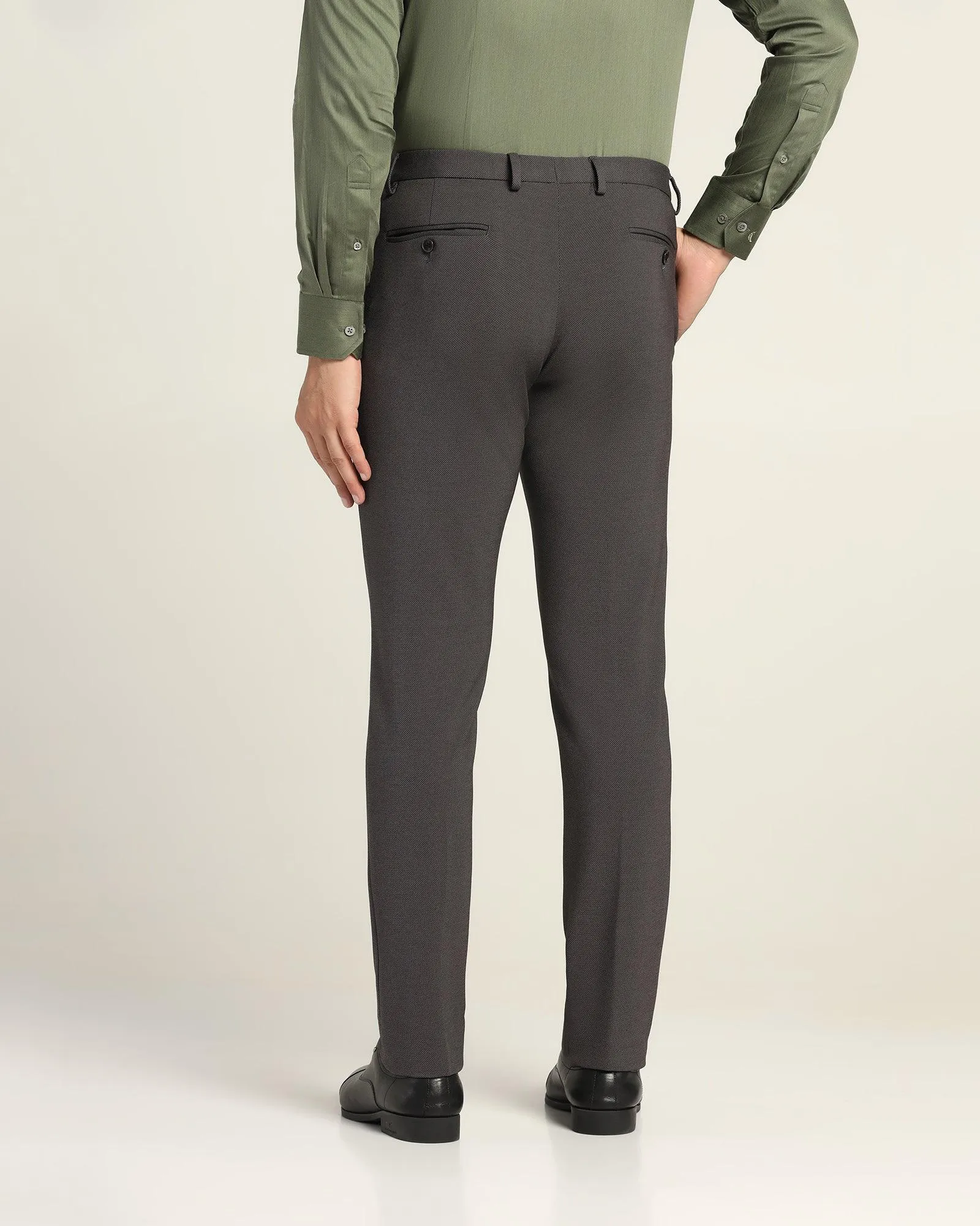 Slim Fit B-91 Formal Charcoal Textured Trouser - Reader