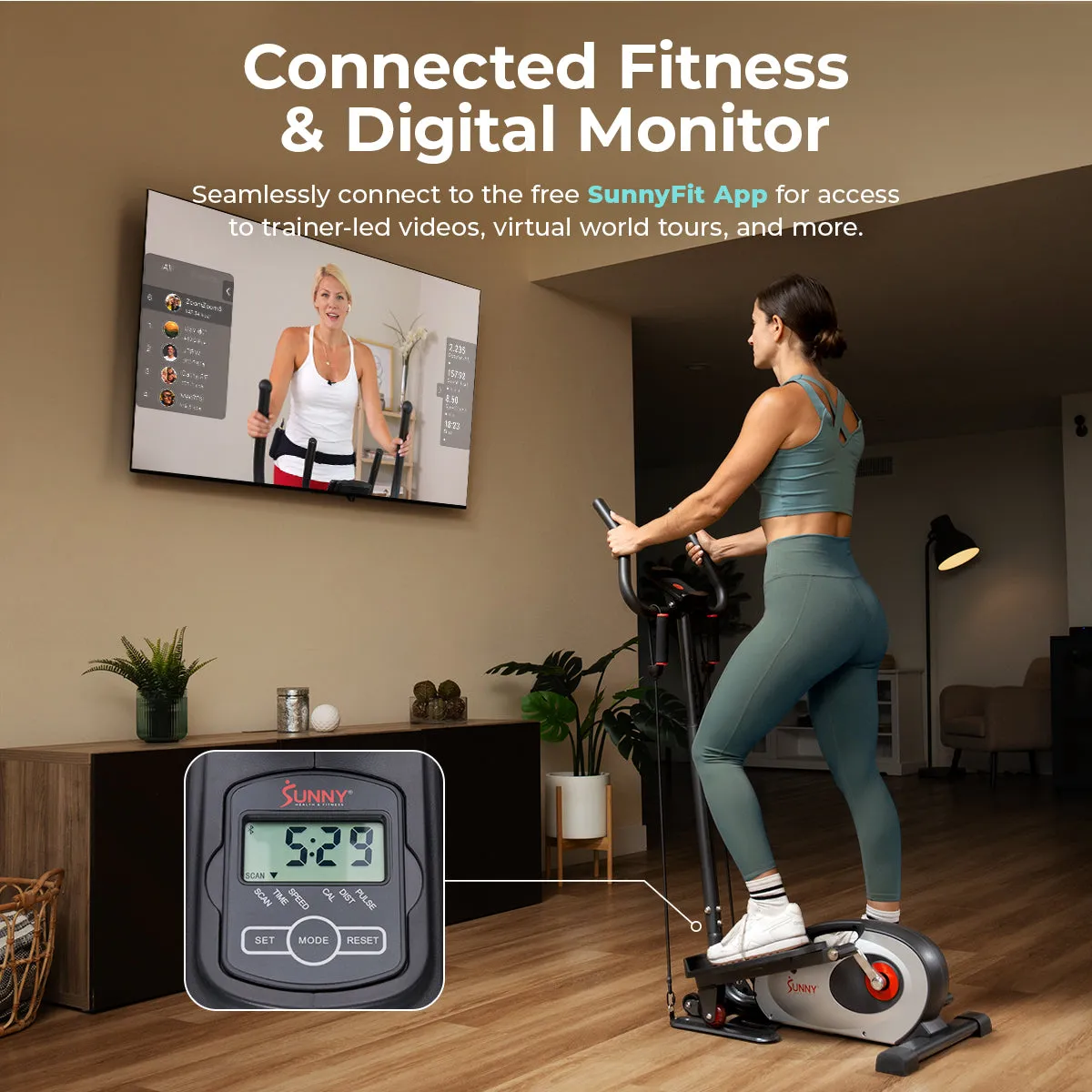 Smart Stand Mini Elliptical Exercise Trainer with Handle Bar