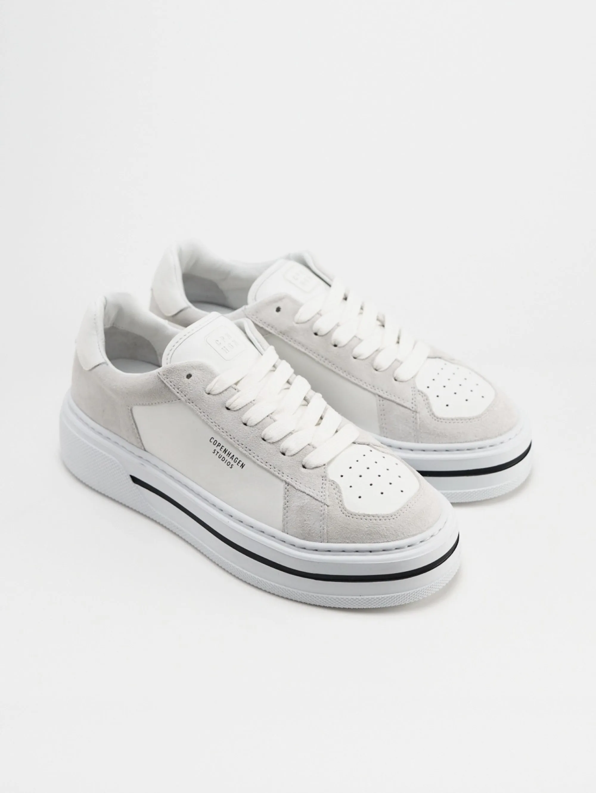 Sneakers Basse in Suede e Pelle Bianco