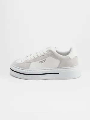 Sneakers Basse in Suede e Pelle Bianco