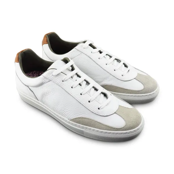 Sneakers bianche con riporto color cuoio