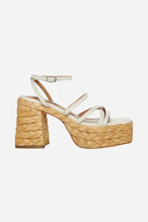 Steve Madden Belise Platform Sandal in White Leather