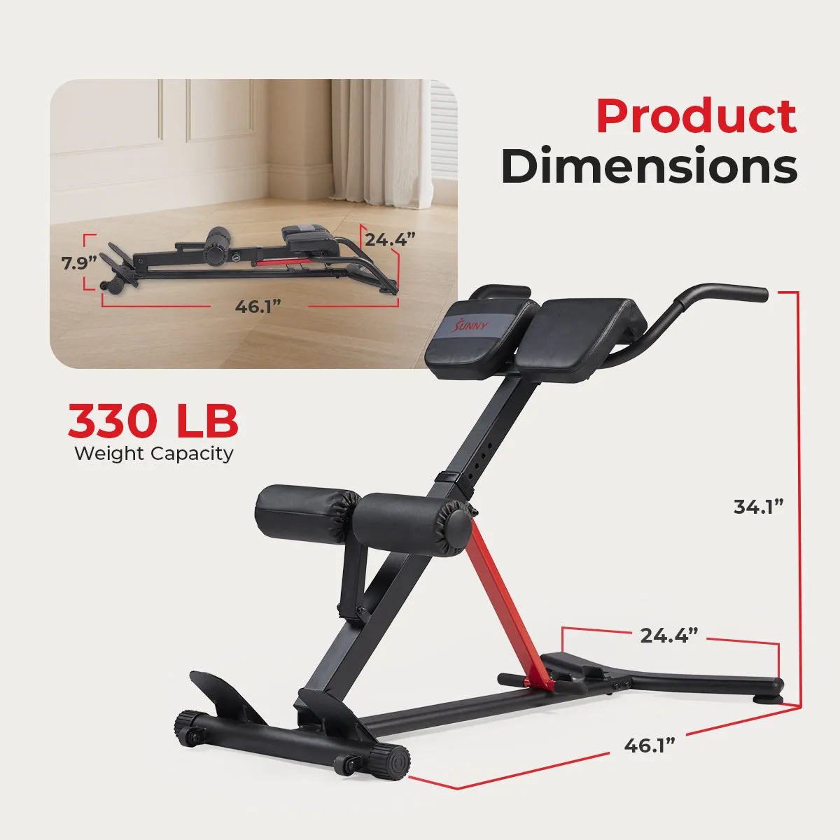 Sunny Strength™ Hyperextension Roman Chair with Dip Station