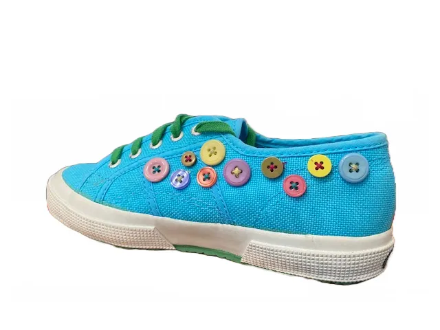 Superga scarpa sneakers da bambina 2750 COTJ buttons S003730 G24 turchese