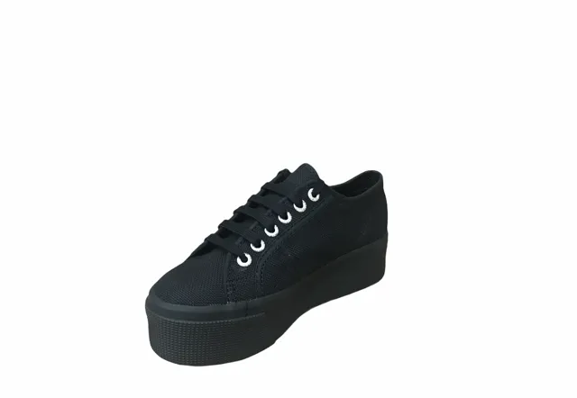 Superga scarpa sneakers da donna con zeppa 2790 Cotw Linea Up and Down S9111LW 996 nero