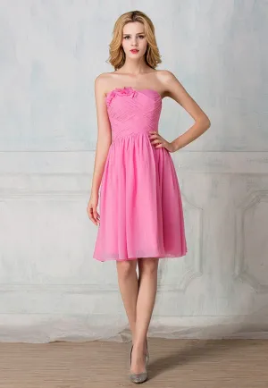 Sweetheart strapless cocktail-length chiffon short prom dress