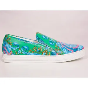 sz 46 US 13 NEW $750 VERSACE Mens Blue FLUO BAROCCO PRINT Slip On Skate SNEAKERS