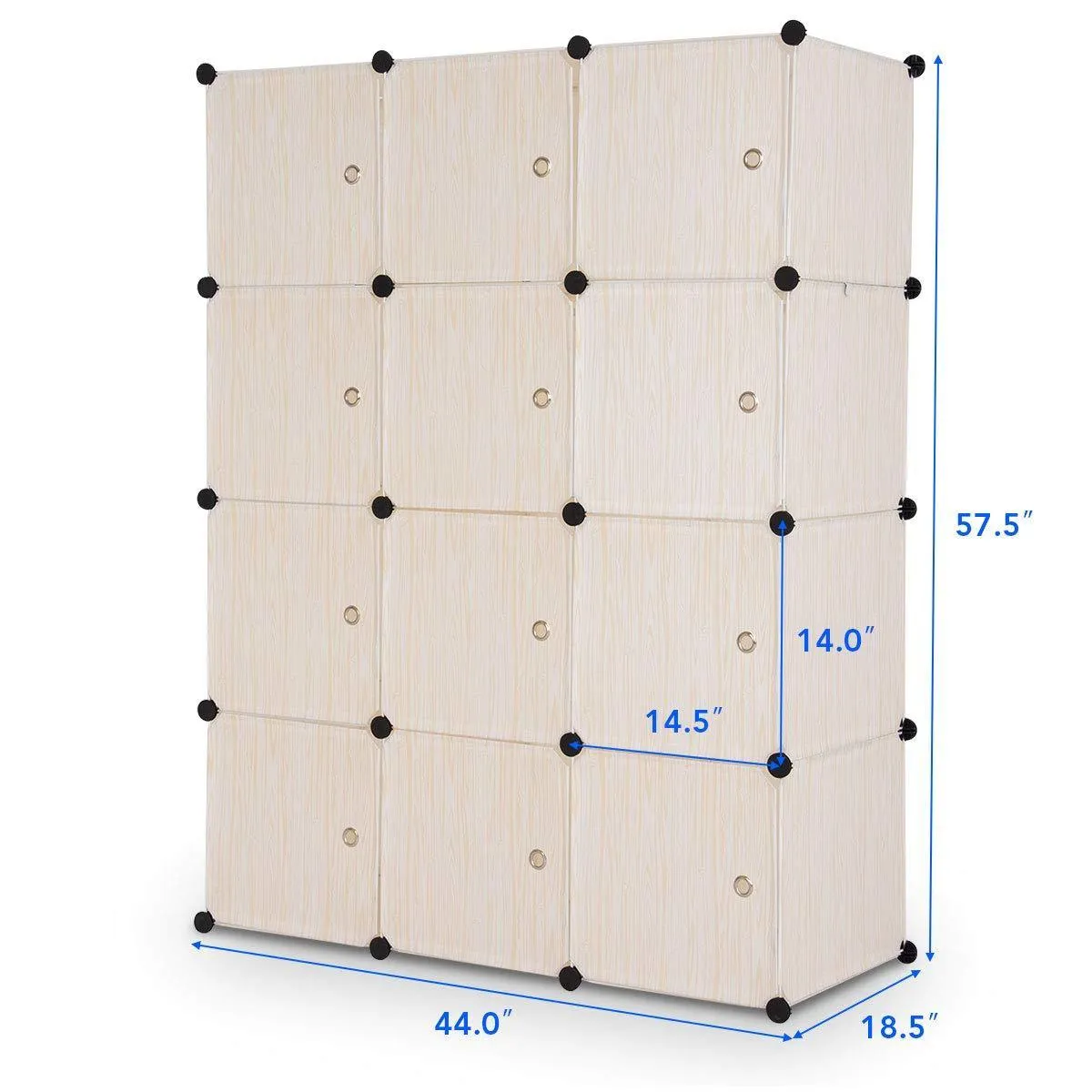 Tangkula Closet Portable DIY Plastic Stackable Customizable Bedroom Dom Dresser Clothes Closet Wardrobe Armoire Organizing Shelf Cube Storage with Doors Organizer Closet (6 Cubes  2 Hanging Sections)