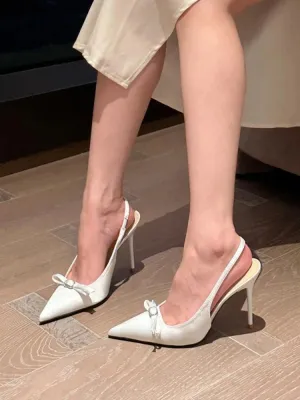 TAVIMART  -  Pure Color Sexy Sandals Women Summer High-heeled Stiletto Shoes Female Pointy Diamond-bow French Temperament Single Shoes