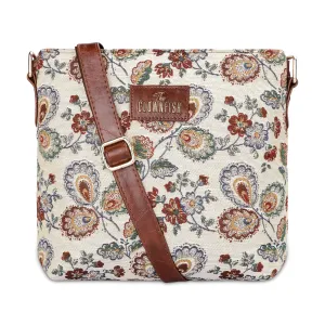 THE CLOWNFISH Linda Series Sling for Women Casual Ladies Single Shoulder Bag For Women Crossbody Bag for College Girls (Dark Brown-Floral)