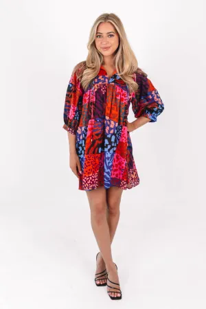 The Jade Puff Sleeve Dress - Multi