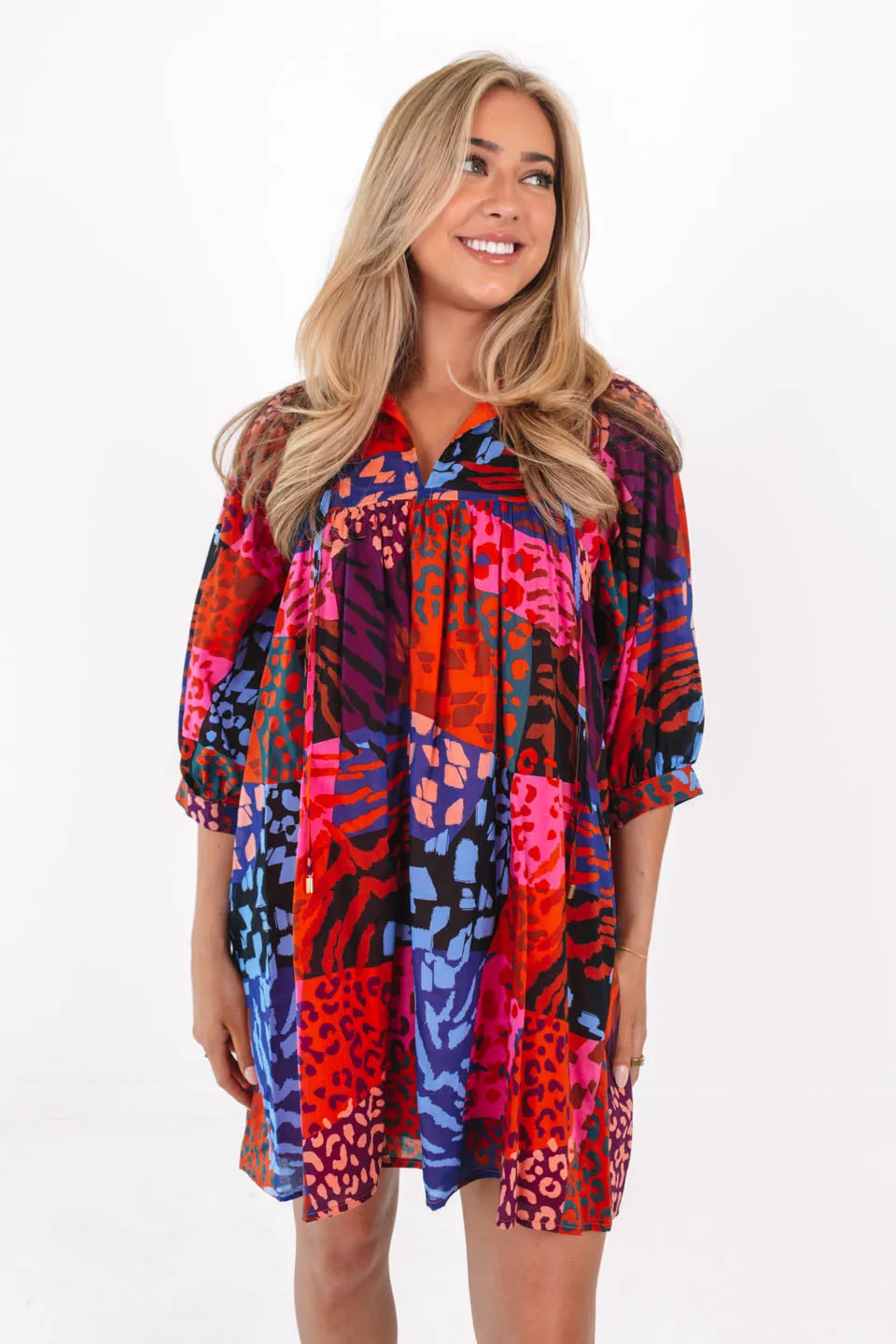 The Jade Puff Sleeve Dress - Multi