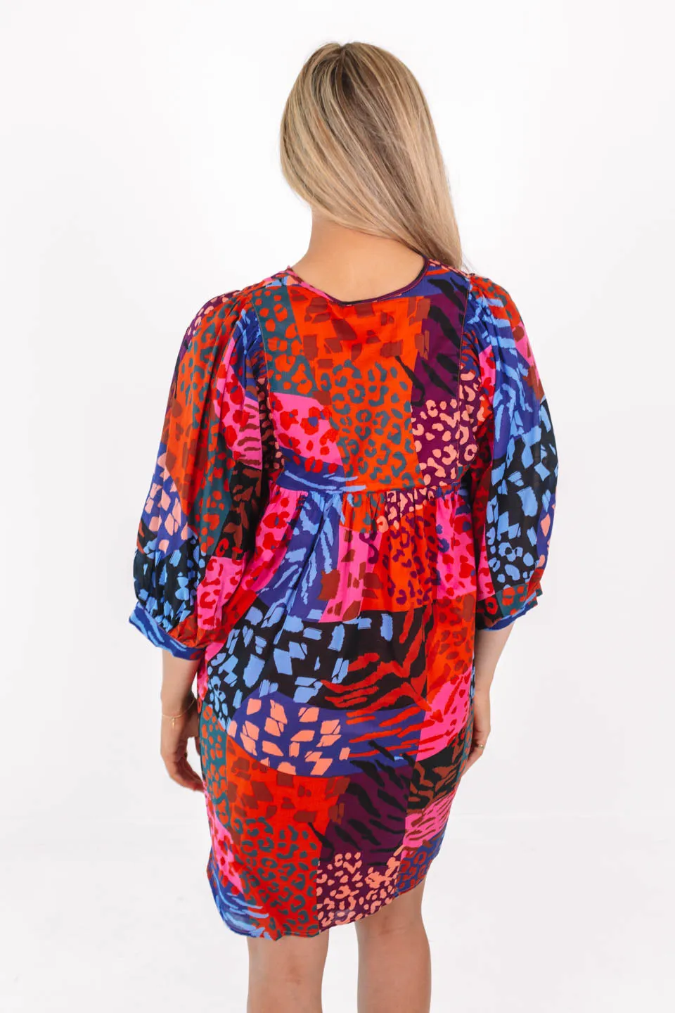 The Jade Puff Sleeve Dress - Multi