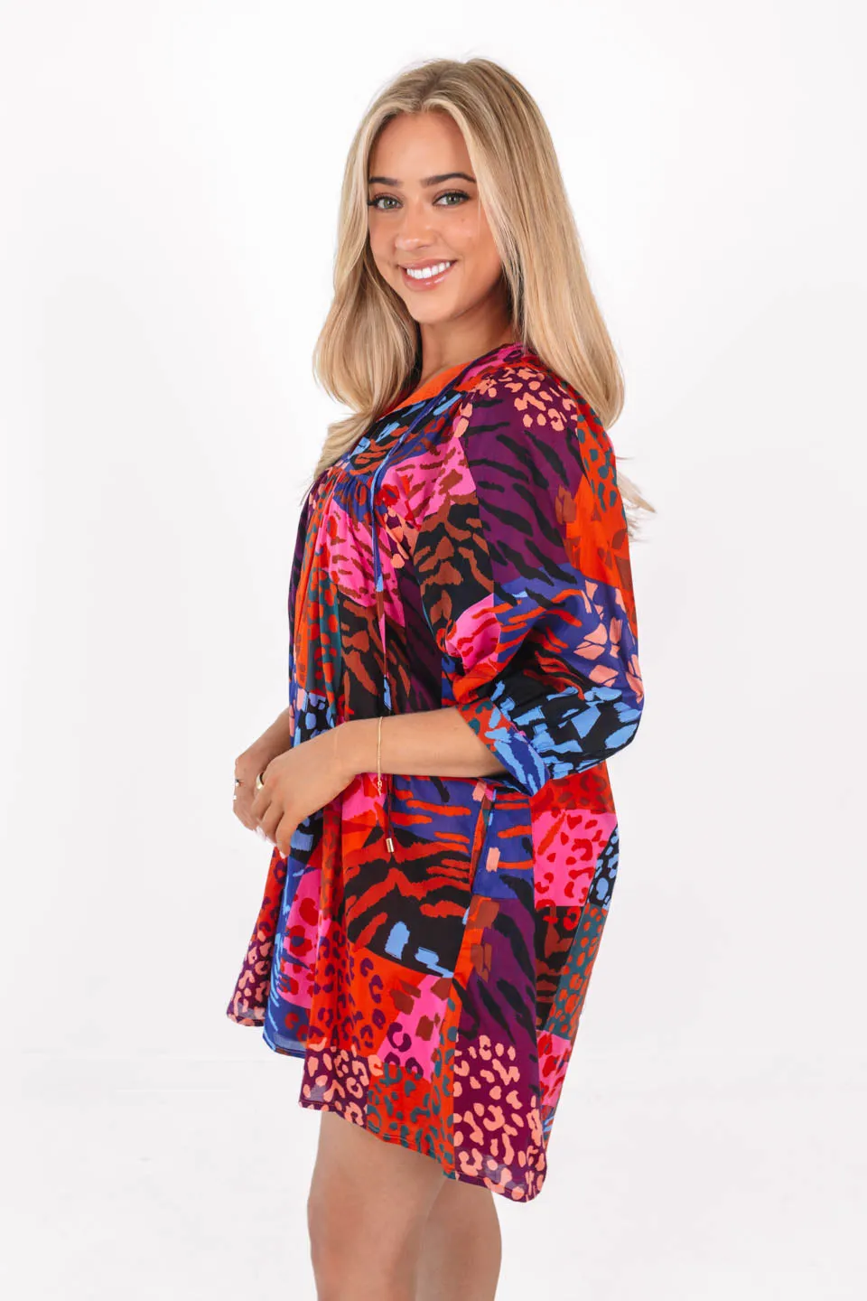 The Jade Puff Sleeve Dress - Multi