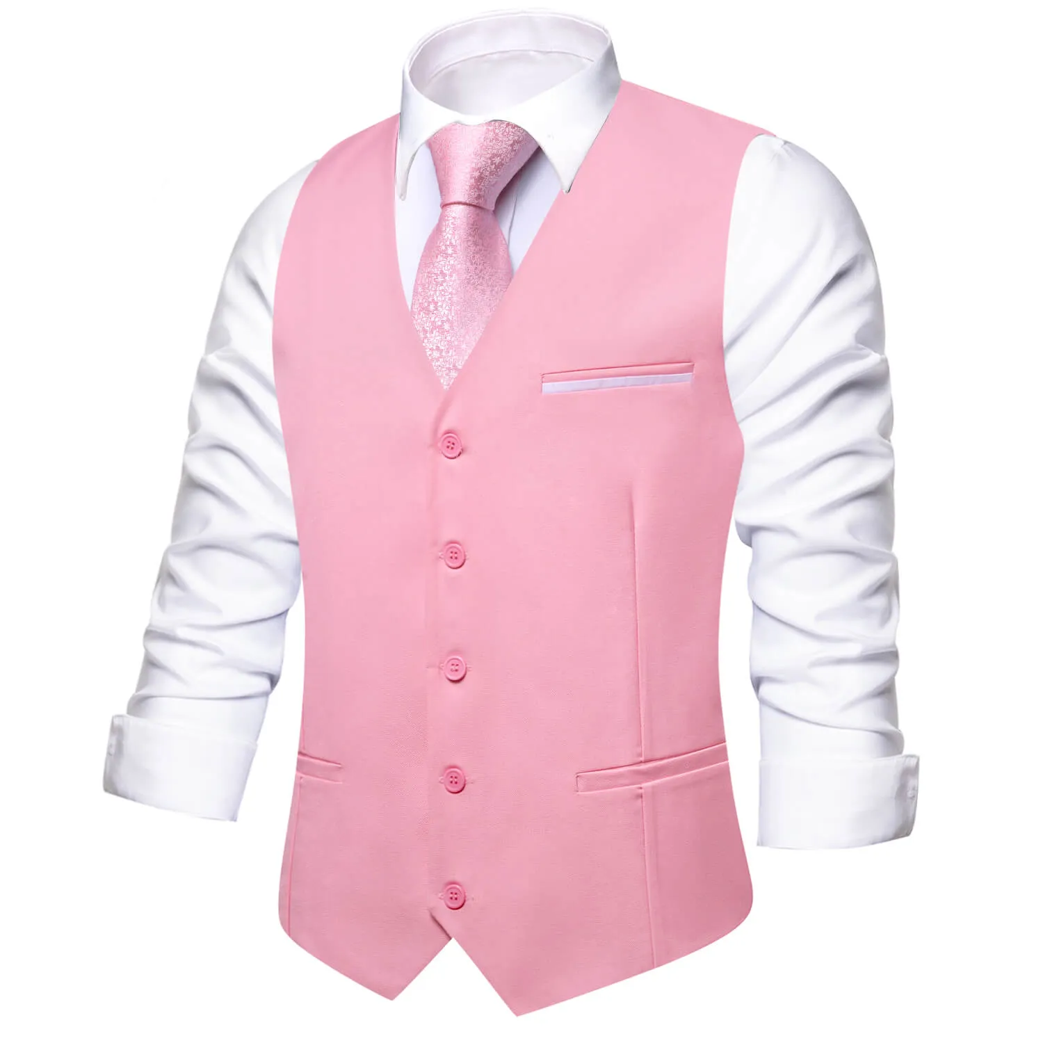 Ties2you Men's Work Vest Light Pink Solid Silk Vest Business Dress Suit