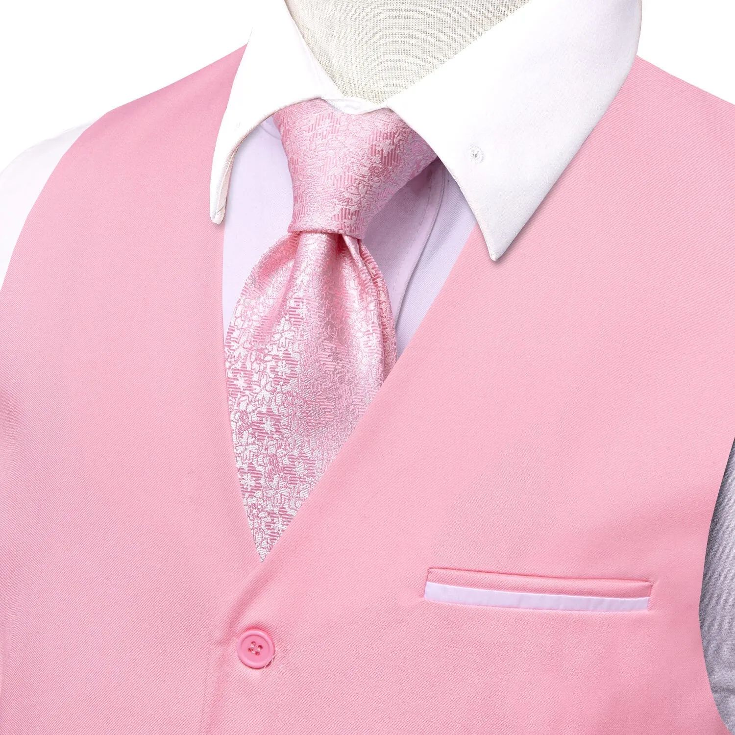 Ties2you Men's Work Vest Light Pink Solid Silk Vest Business Dress Suit