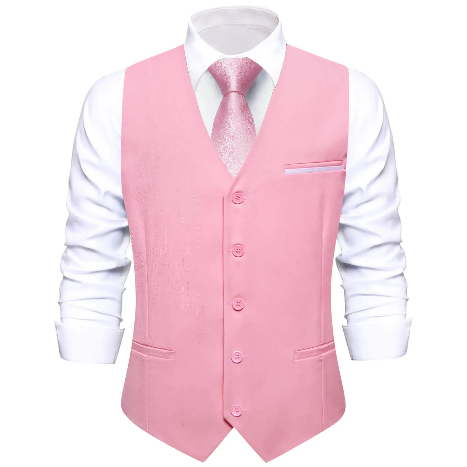 Ties2you Men's Work Vest Light Pink Solid Silk Vest Business Dress Suit