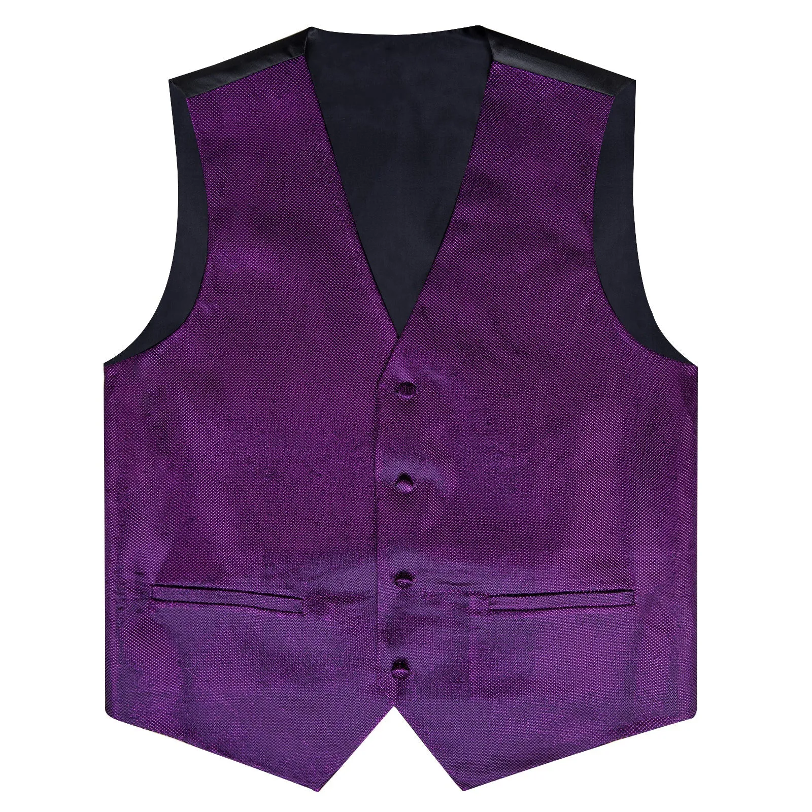 Ties2you Purple Tuxedo Vest Solid Shiny Men's Vest Bowtie Hanky Cufflinks Set Waistcoat Suit Set